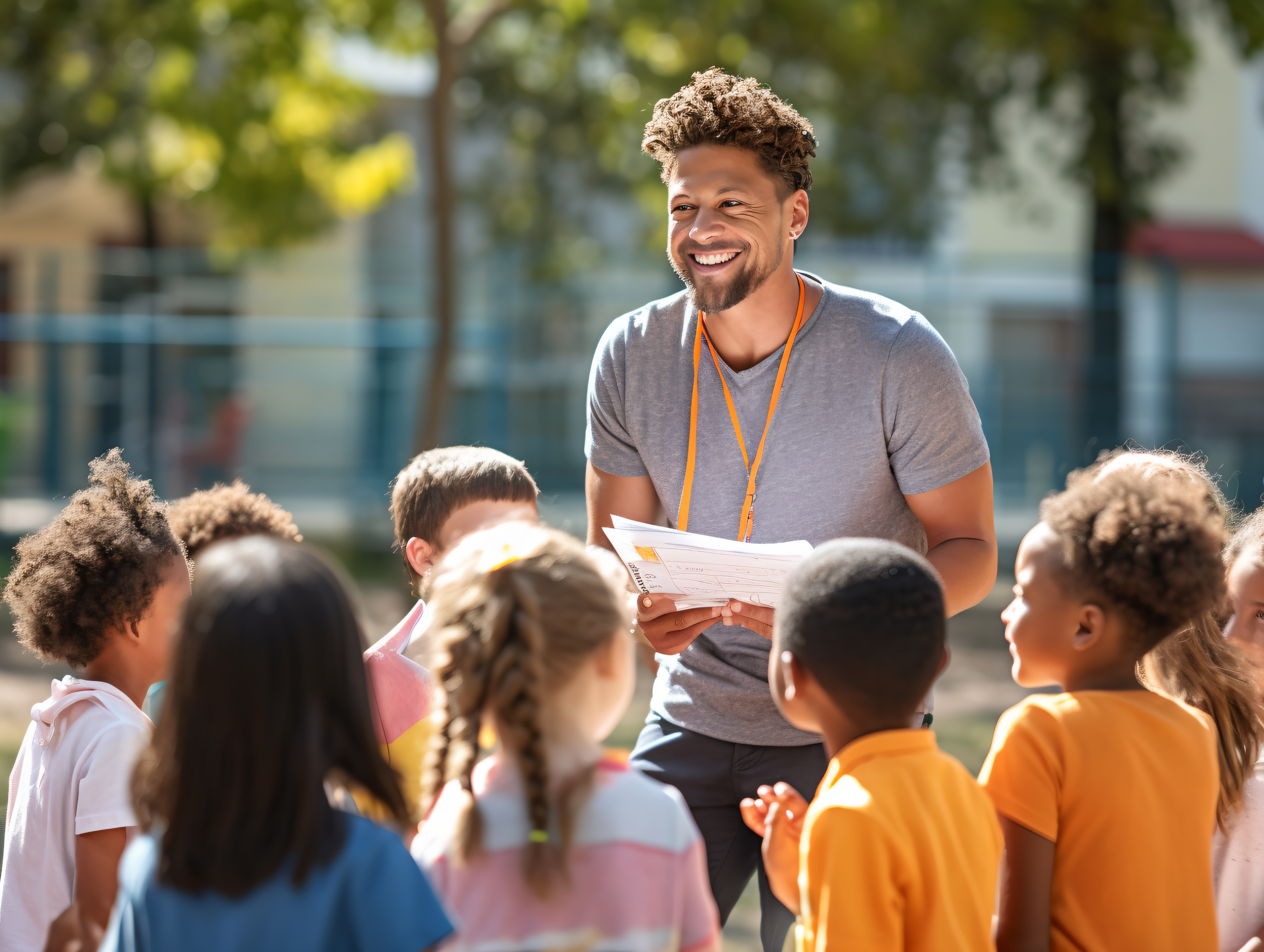 Coach Giving Team Talk To Elementary School Basketball Team